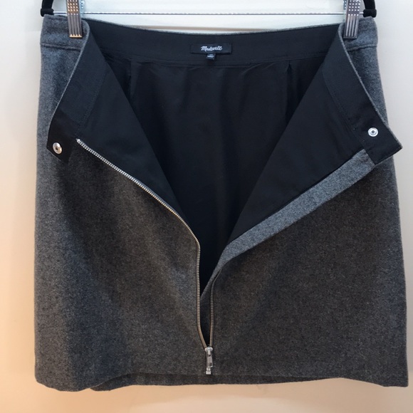 Madewell Gray Wool Mini Skirt with Full Length Front Zipper Size 12 - Picture 4 of 10
